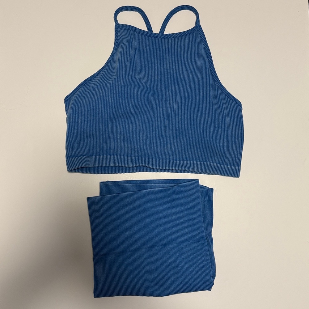 JoyLab Blue Women's Longline tank and Bike Shorts set